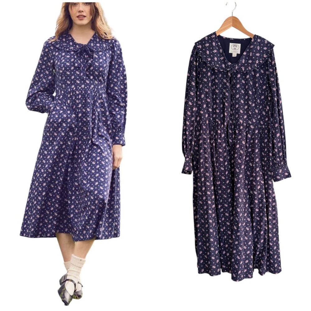 Laura Ashley x Joanie Dyllis Lington Purple Ditsy Floral Print Midi Dress 14